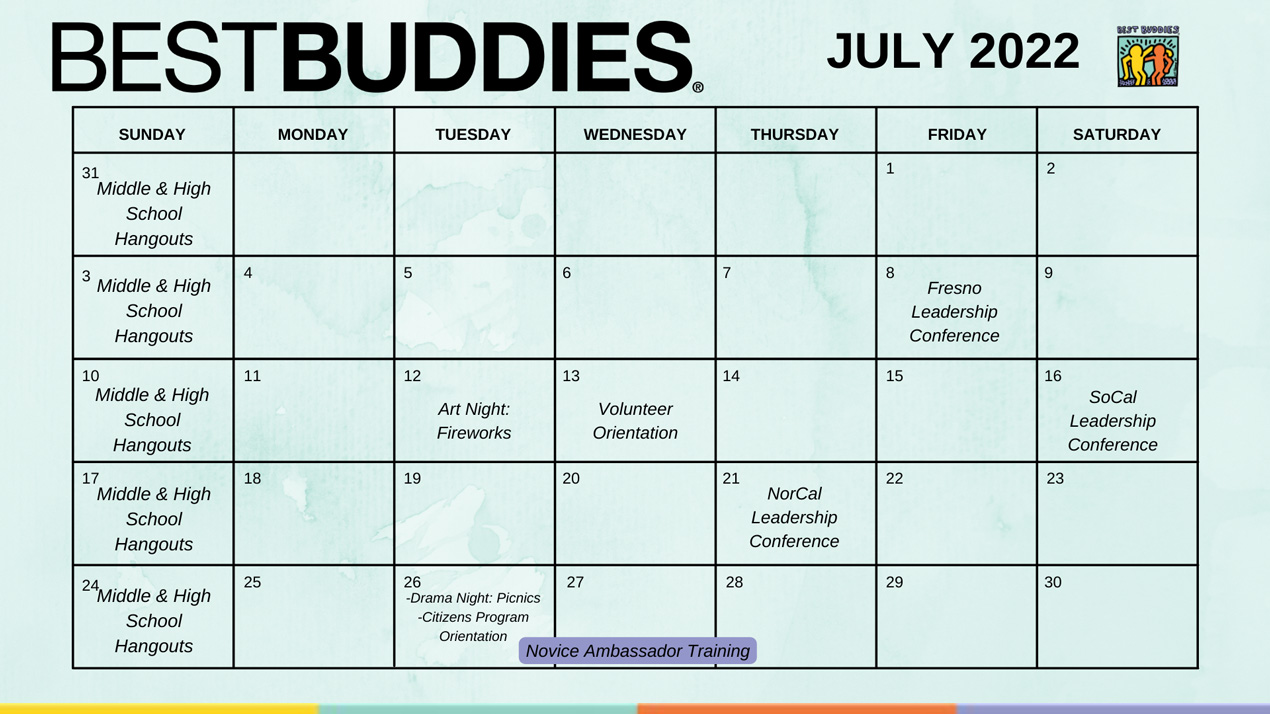 Best Buddies in California Events Calendar